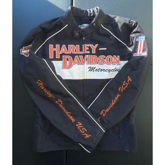 Harley Davidson Motorcycle Bomer Jacket #1 USA Embroidered Stitched Mens Women M - Picture 9 of 10